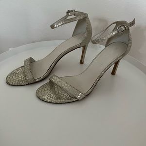 Stuart Weitzman gold/ivory heels